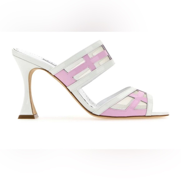 MANOLO BLAHNIK Shoes - Manolo Blahnik Women Two-Tone Leather And Mesh Avespamu Mules